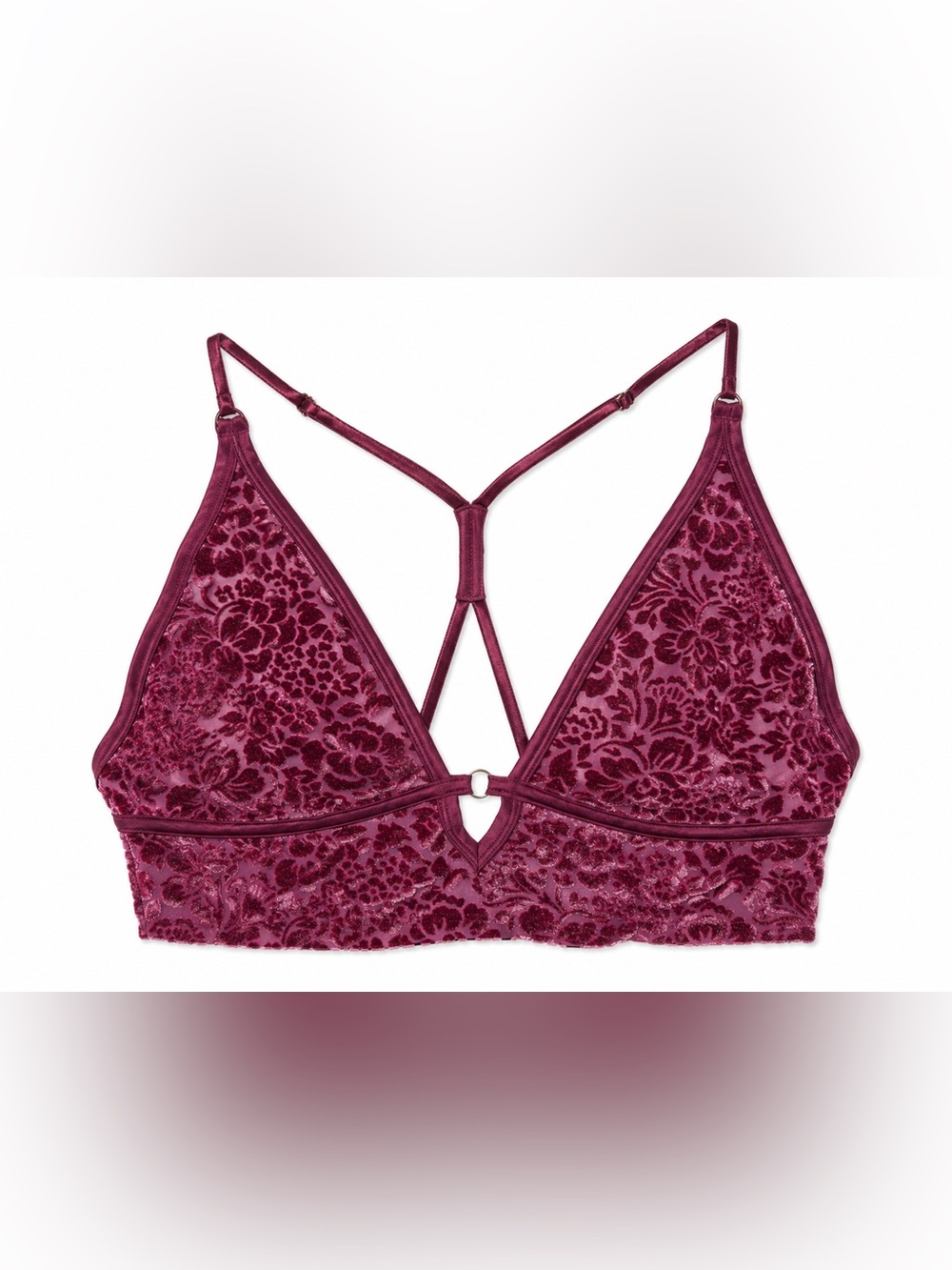PINK Victoria’s Secret Velvet Burnout Bralette Plum Coquette Y2K Lace Cami Top M